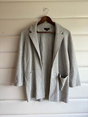 J.Crew Merino Wool Knit Blazer Cardigan Sweater Heather Grey XS Career Chic